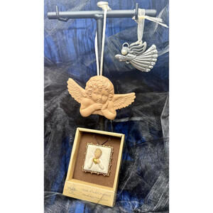 NWT Willow Tree Heart of Gold Ornament and Terracotta Cherub Giftable Christmas